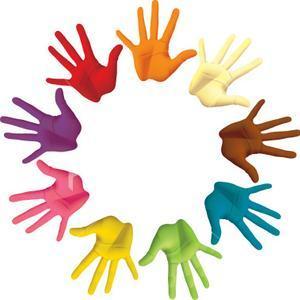 circle of colorful hands